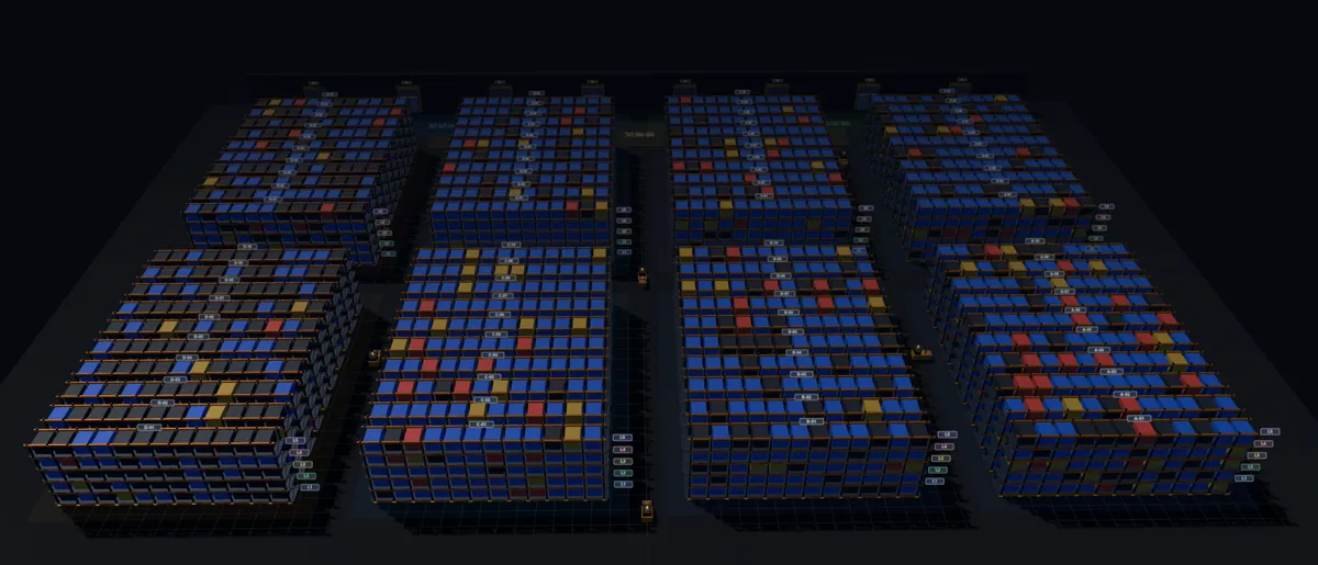 3D warehouse digital twin visualization