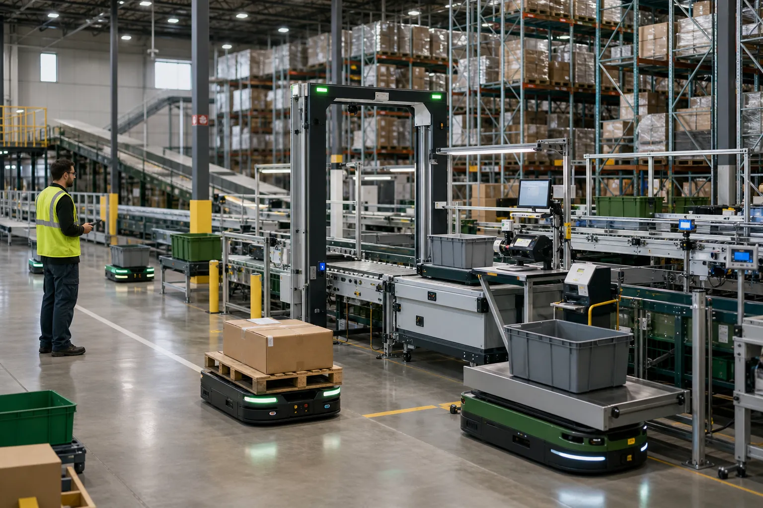 Robotics and automation inside an LC warehouse